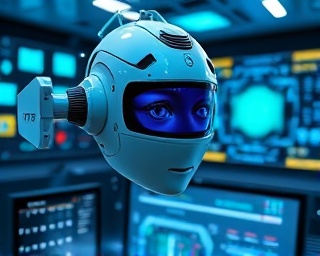 vision AI, calculating look, scanning through multiple spectrums, photorealistic, futuristic control room with holo-screens and digital interfaces, highly detailed, responsive UI elements shifting, high-definition texture, chrome and cyan colors, soft backlighting, shot with a telephoto lens.
